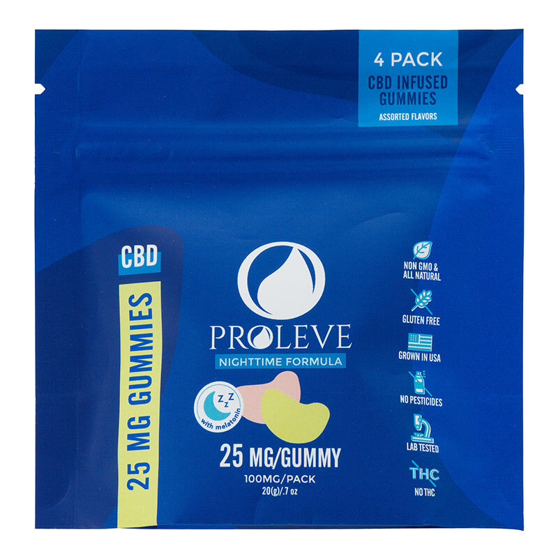 Nighttime Formula CBD Gummies – Assorted Fruit Flavors – 4-Pack – Proleve