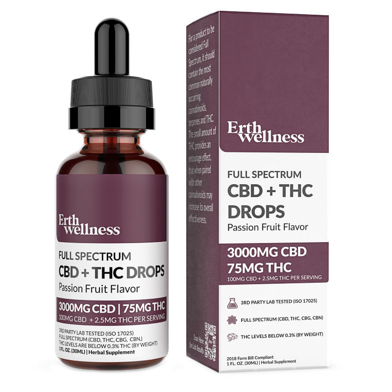 Full Spectrum CBD + THC Oil Tincture – Passion Fruit – Erth Wellness