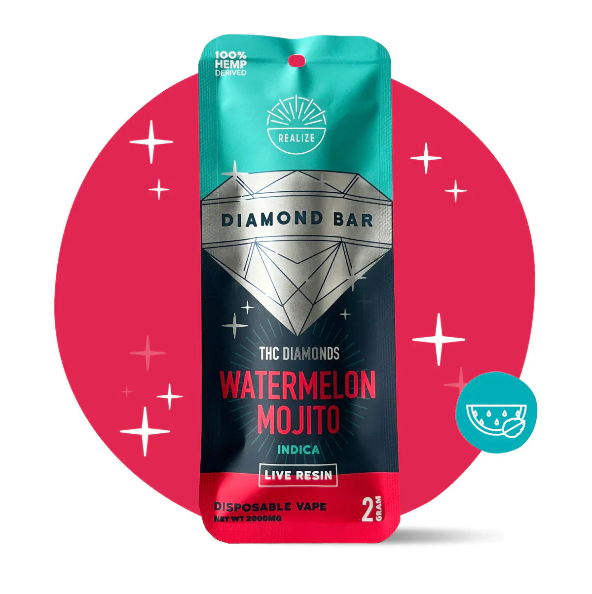 Realize | Live Resin THCA + Delta 8 THC Diamond Bar Disposable - 2000mg Best Sales Price - Vape Pens