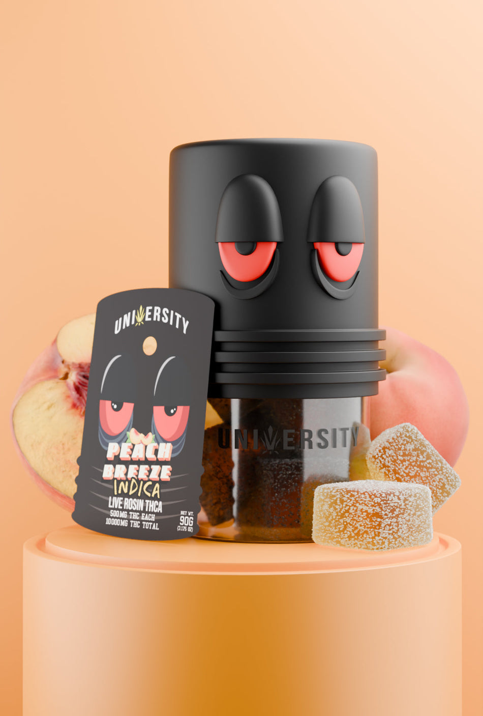 Peach Breeze – THC Live Rosin Premium Gummies