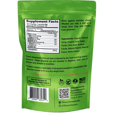 Tillmans Tranquils Watermelon CBD Gummies 50mg Broad Spectrum CBD Best Sales Price - Gummies