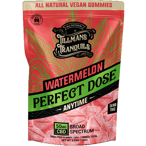 Tillmans Tranquils Watermelon CBD Gummies 50mg Broad Spectrum CBD Best Sales Price - Gummies