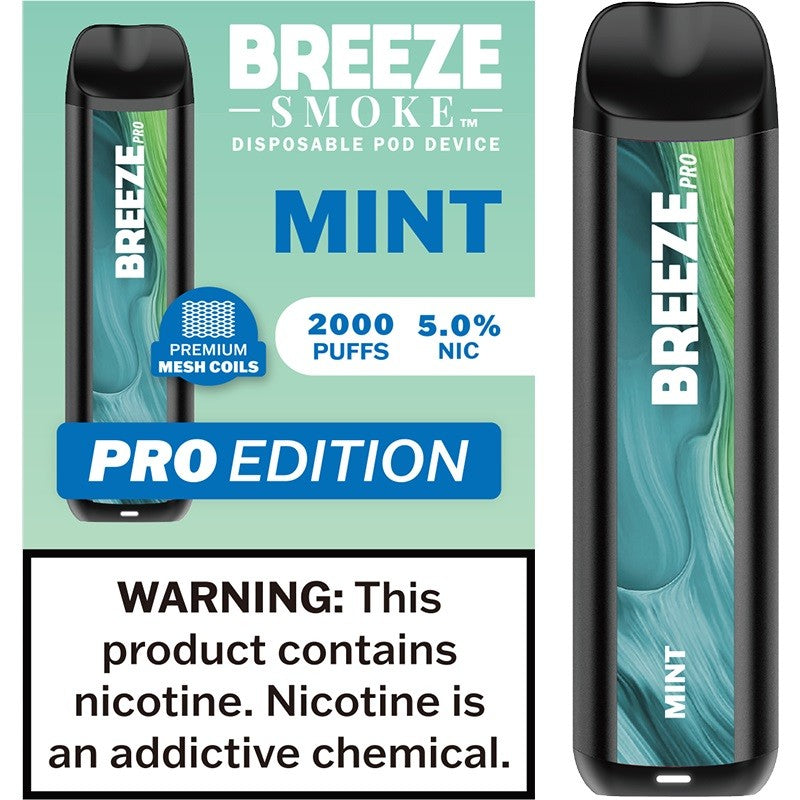 Breeze Pro Disposable Vape Kit 2000 Puffs 6ml Mint Flavor Best Sales Price - Disposables
