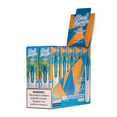 Cloud Nurdz 3500 Iced Blue Raspberry Peach Best Sales Price - Disposables