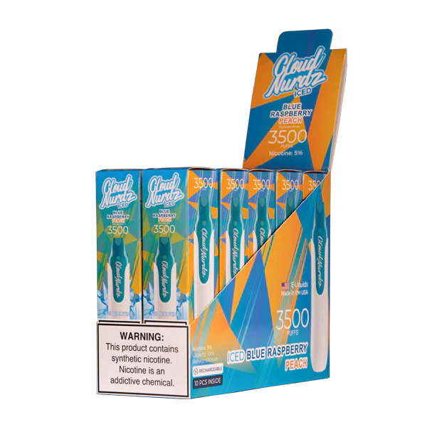 Cloud Nurdz 3500 Iced Blue Raspberry Peach Best Sales Price - Disposables