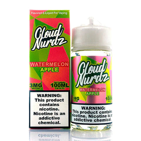 Cloud Nurdz E-Liquid No Nicotine Vape Juice 100ml (Watermelon Apple) Best Sales Price - eJuice