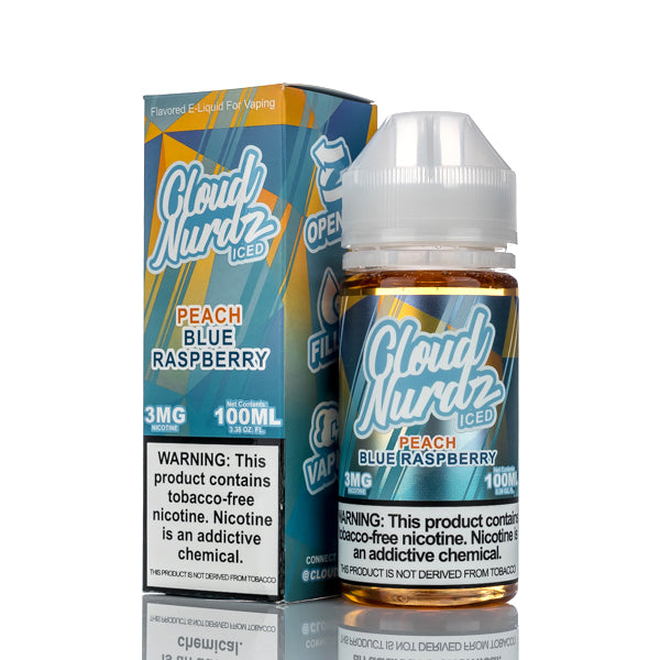 Cloud Nurdz E-Liquid Peach Blue Raspberry Iced 100ml (3mg) Best Sales Price - eJuice