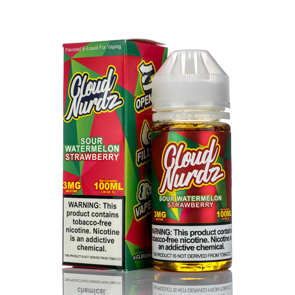 Cloud Nurdz E-Liquid Sour Watermelon Strawberry 100ml (3mg) Best Sales Price - eJuice