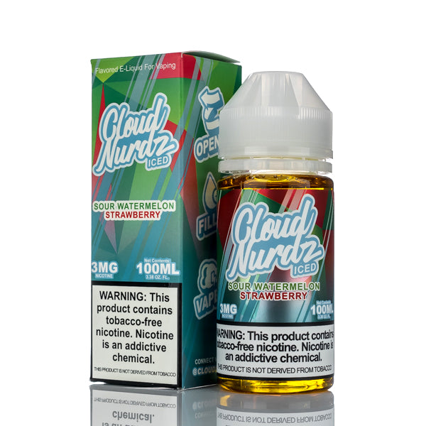 Cloud Nurdz E-Liquid Sour Watermelon Strawberry Iced 100ml (3mg) Best Sales Price - eJuice