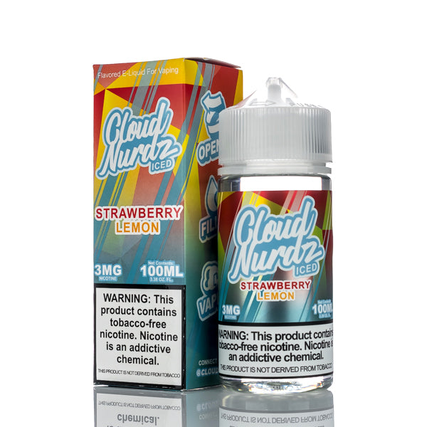 Cloud Nurdz E-Liquid Strawberry Lemon Iced 100ml (3mg) Best Sales Price - eJuice