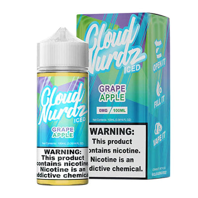 Cloud Nurdz ICED E-Liquid No Nicotine Vape Juice 100ml (Grape Apple Iced) Best Sales Price - eJuice