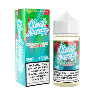 Cloud Nurdz ICED E-Liquid No Nicotine Vape Juice 100ml (Sour Watermelon Strawberry Iced) Best Sales Price - eJuice