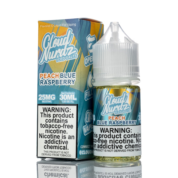 Cloud Nurdz Salts E-Liquid Peach Blue Razz Iced 30ml (25mg) Best Sales Price - eJuice