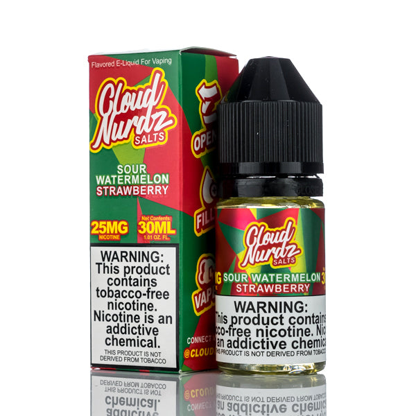 Cloud Nurdz Salts E-Liquid Sour Watermelon Strawberry 30ml (25mg) Best Sales Price - eJuice