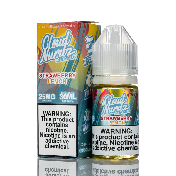 Cloud Nurdz Salts E-Liquid Strawberry Lemon Iced 30ml (25mg) Best Sales Price - eJuice