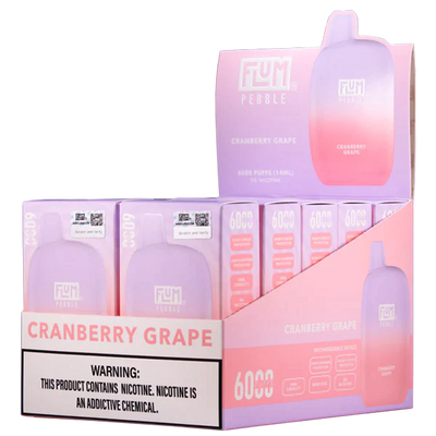 Cranberry Grape Flum Pebble 6000 Puffs Rechargeable Disposable Vape 14ML Best Sales Price - Disposables