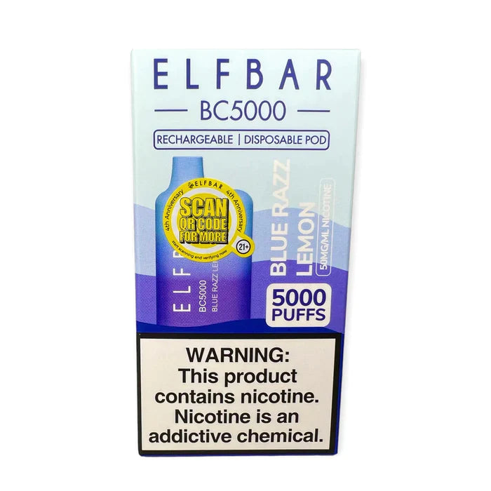 ELF BAR BC5000 5000 Puffs Disposable Vape - 13ML BLUE RAZZ LEMON Best Sales Price - Disposables