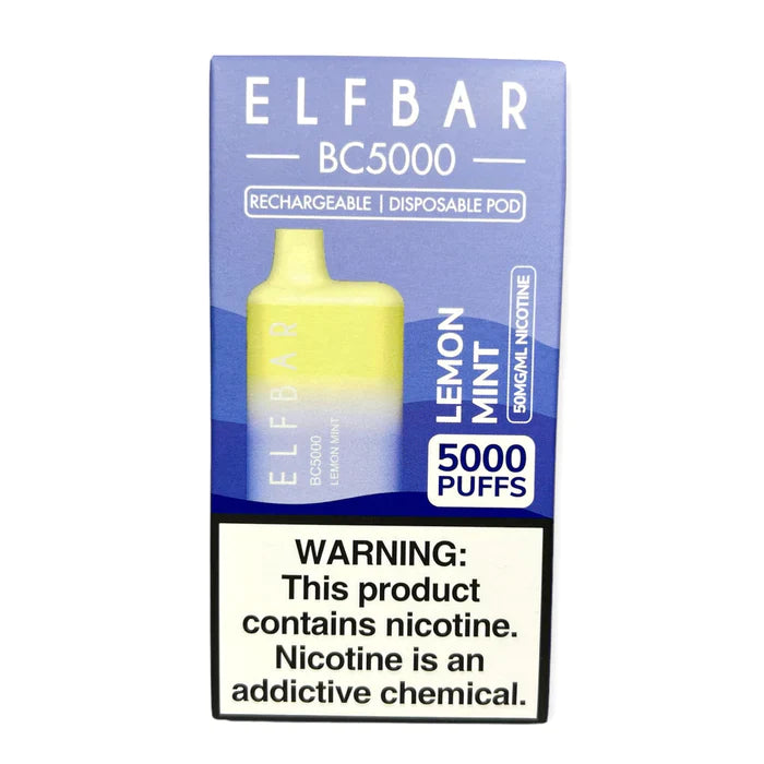 ELF BAR BC5000 5000 Puffs Disposable Vape - 13ML Lemon Mint Best Sales Price - Disposables