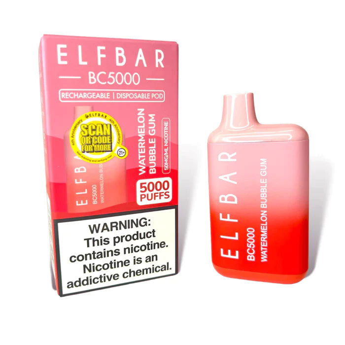 ELF BAR BC5000 5000 Puffs Disposable Vape - 13ML Watermelon Bubblegum Best Sales Price - Disposables