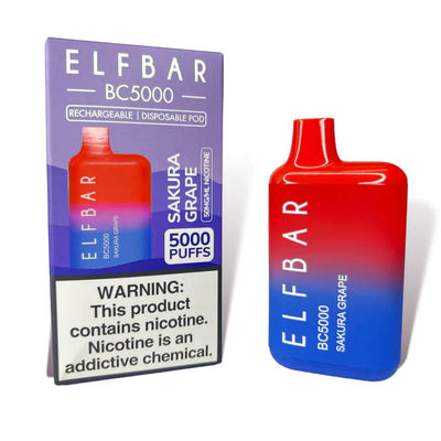 ELF BAR BC5000 5000 Puffs Disposable Vape 13ML Sakura Grape Best Sales Price - Disposables