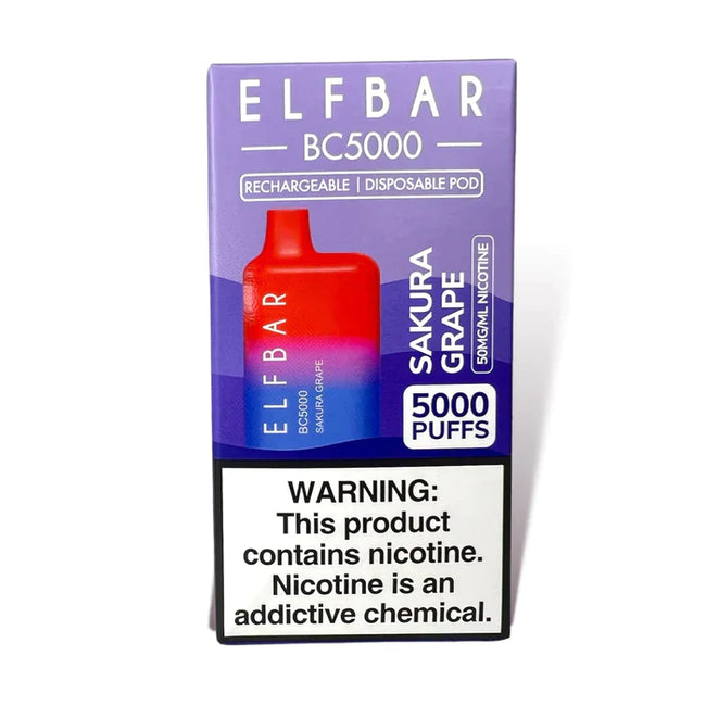 ELF BAR BC5000 5000 Puffs Disposable Vape 13ML Sakura Grape Best Sales Price - Disposables