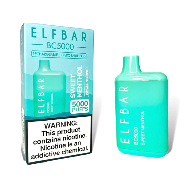 ELF BAR BC5000 5000 Puffs Disposable Vape 13ML Sweet Menthol Best Sales Price - Disposables