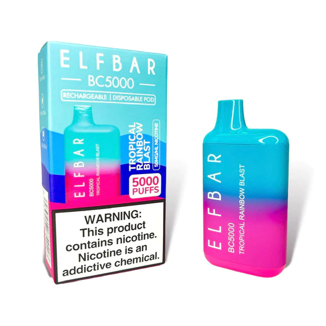 ELF BAR BC5000 5000 Puffs Disposable Vape 13ML Tropical Rainbow Blast Elf Bar Best Sales Price - Disposables