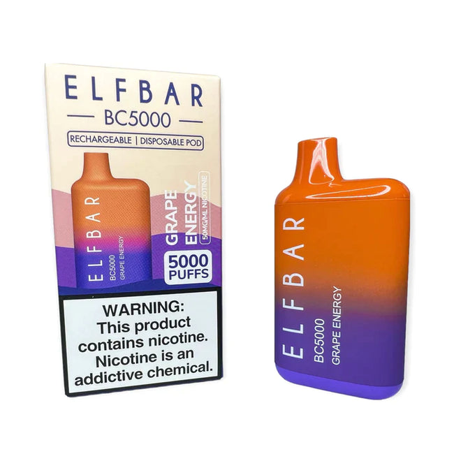 Elf Bar BC5000 Puffs Disposable Vape 13ML Grape Energy Best Sales Price - Disposables