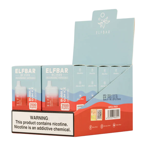 Elf Bar BC3500 Disposable Kit 3500 Puffs 650mAh Bubble Gum Ice Best Sales Price - Disposables