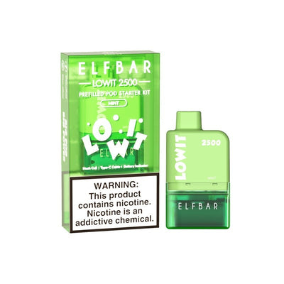 Elf Bar Lowit Prefilled Pod Starter Kit 2500&5500 Puffs Mint Best Sales Price - Disposables