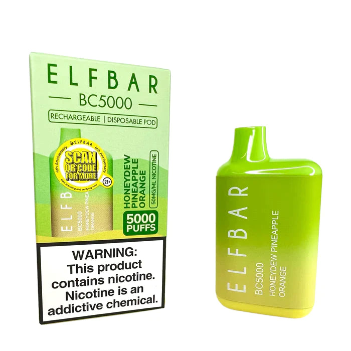 ELF BAR BC5000 5000 Puffs Disposable Vape - 13ML Honeydew Pineapple Orange Best Sales Price - Disposables