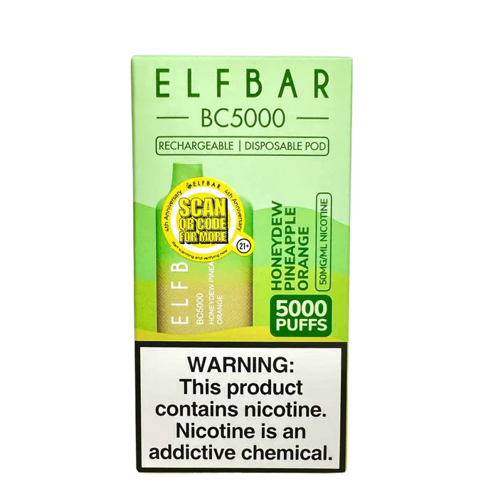 ELF BAR BC5000 5000 Puffs Disposable Vape - 13ML Honeydew Pineapple Orange Best Sales Price - Disposables