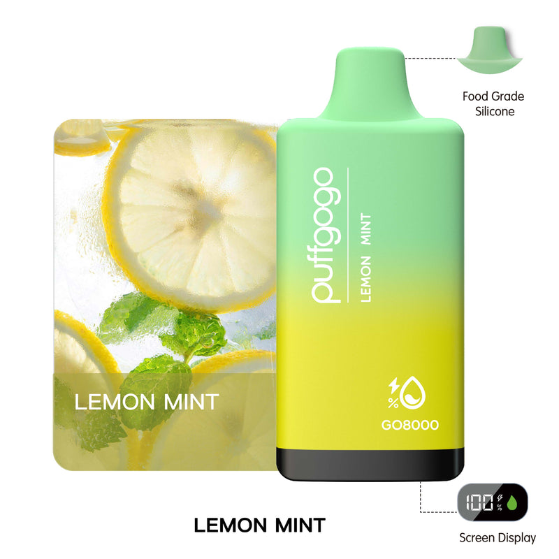 Puffgogo GO8000 Disposable 8000 Puffs - Lemon Mint Best Sales Price - Disposables