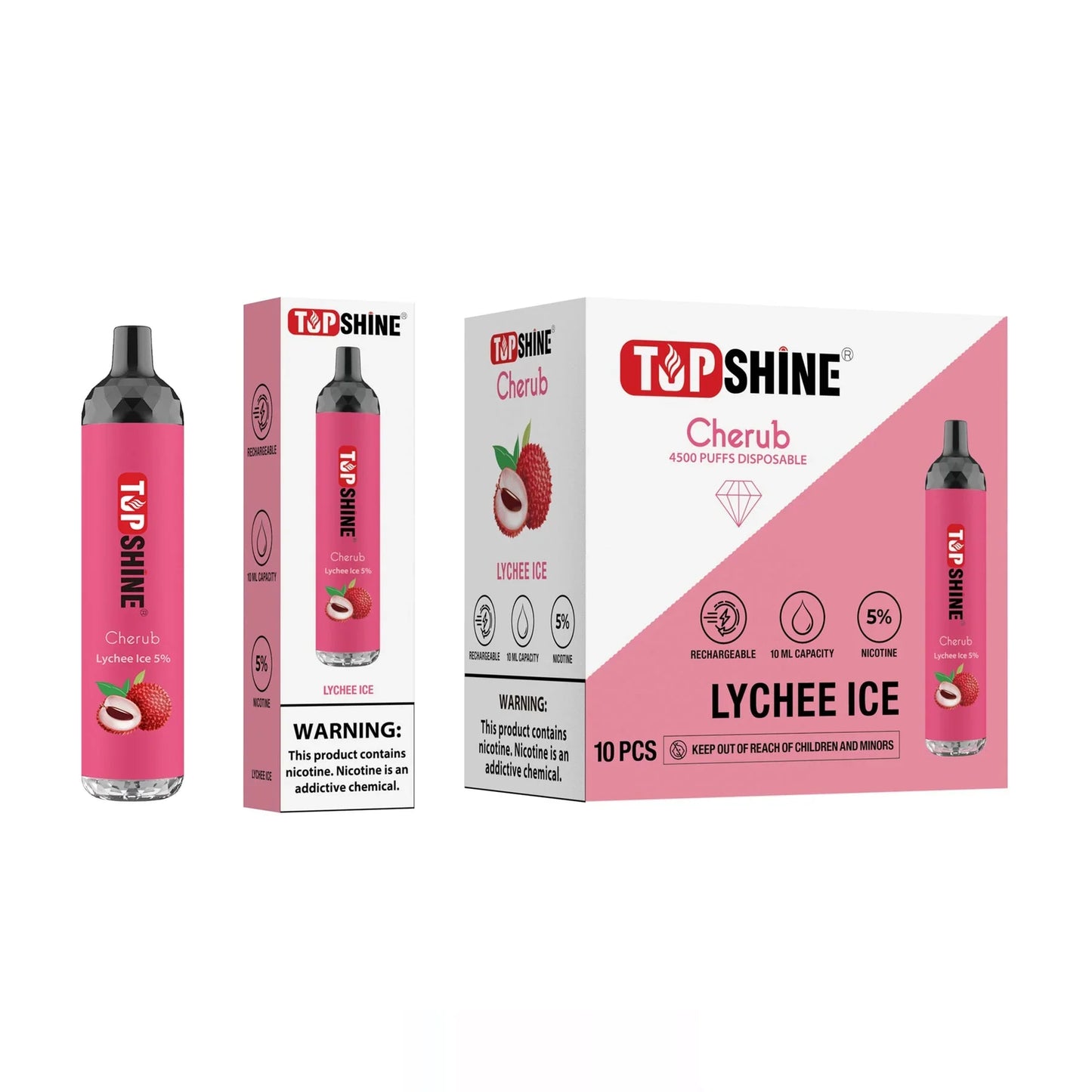 Lychee Ice Top Shine Cherub Disposable Vape 4500 Puffs Best Sales Price - Disposables