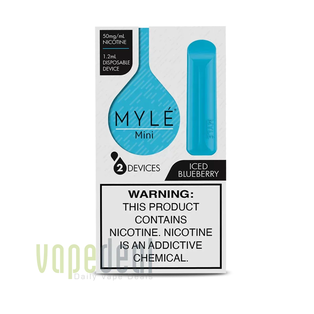 Myle Mini Disposable Pods 320 Puffs - 2 Pack Devices - Iced Blueberry Best Sales Price - Disposables