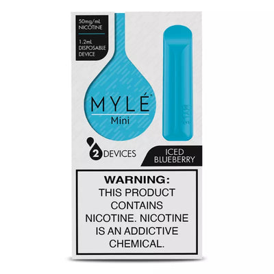 Myle Mini Disposable Pods 320 Puffs - 2 Pack Devices - Iced Blueberry Best Sales Price - Disposables