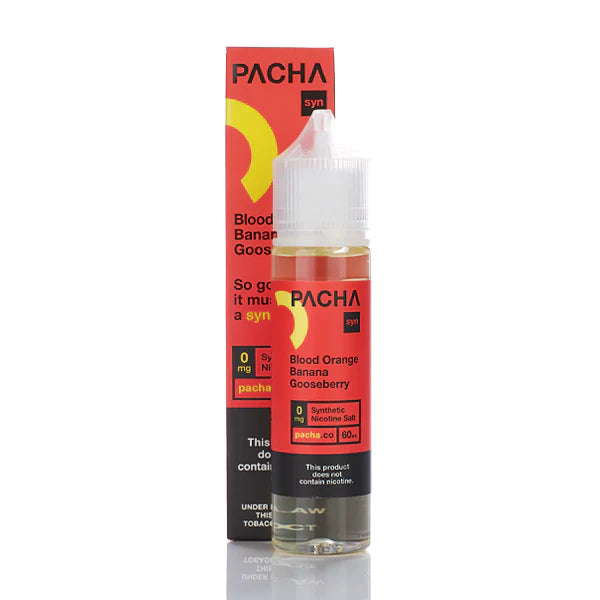 Pachamama Syn No Nicotine Vape Juice 60ml (Blood Orange Banana Gooseberry) Best Sales Price - eJuice