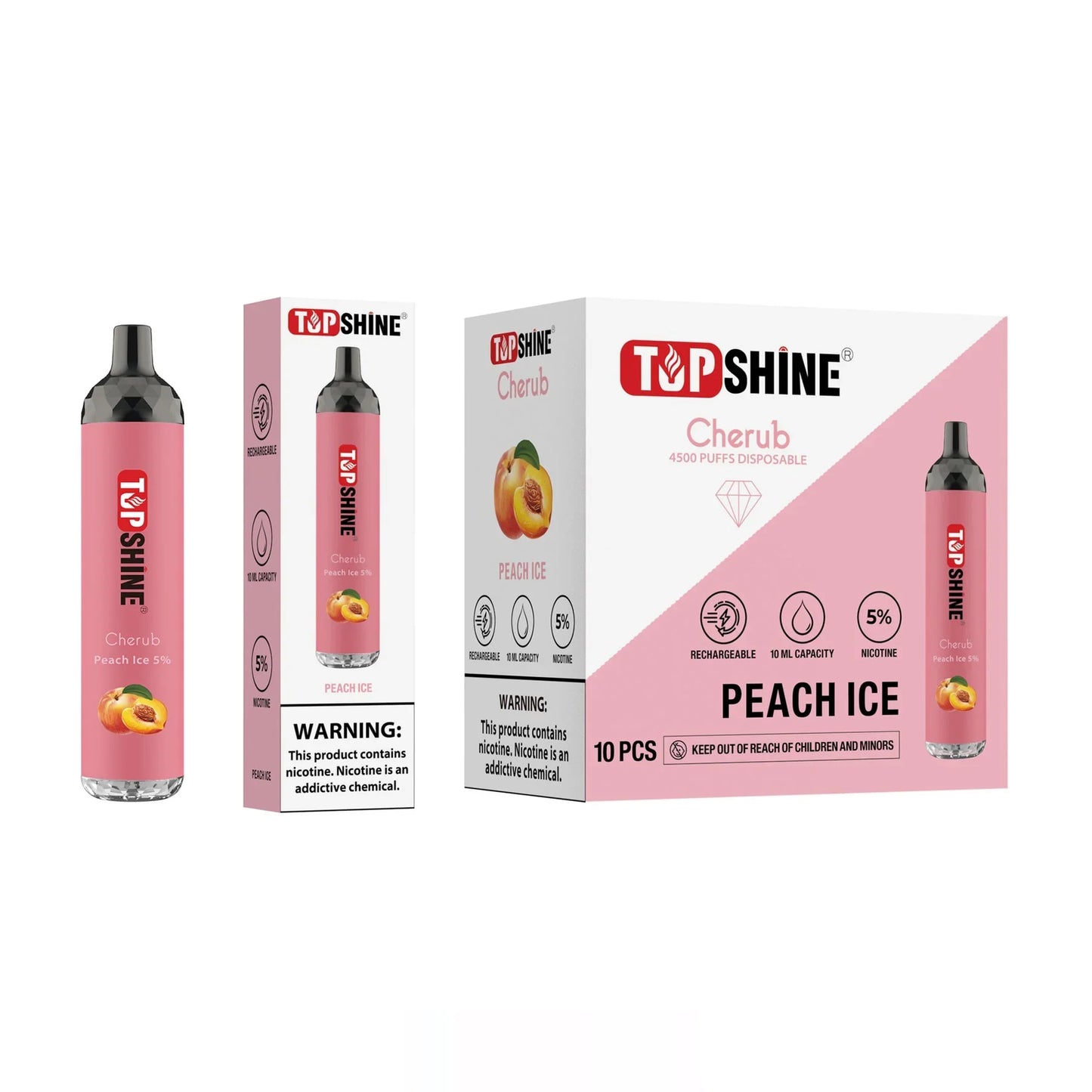 Peach Ice Top Shine Cherub Disposable Vape 4500 Puffs Best Sales Price - Disposables
