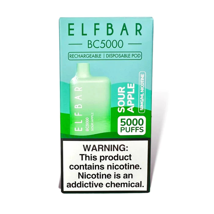 ELF BAR BC5000 5000 Puffs Disposable Vape 13ML Sour Apple Best Sales Price - Disposables