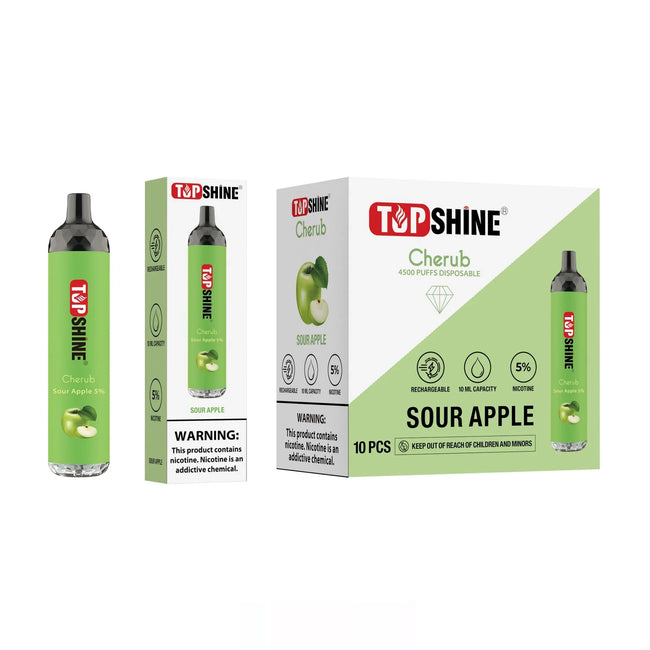 Sour Apple Top Shine Cherub Disposable Vape 4500 Puffs Best Sales Price - Disposables