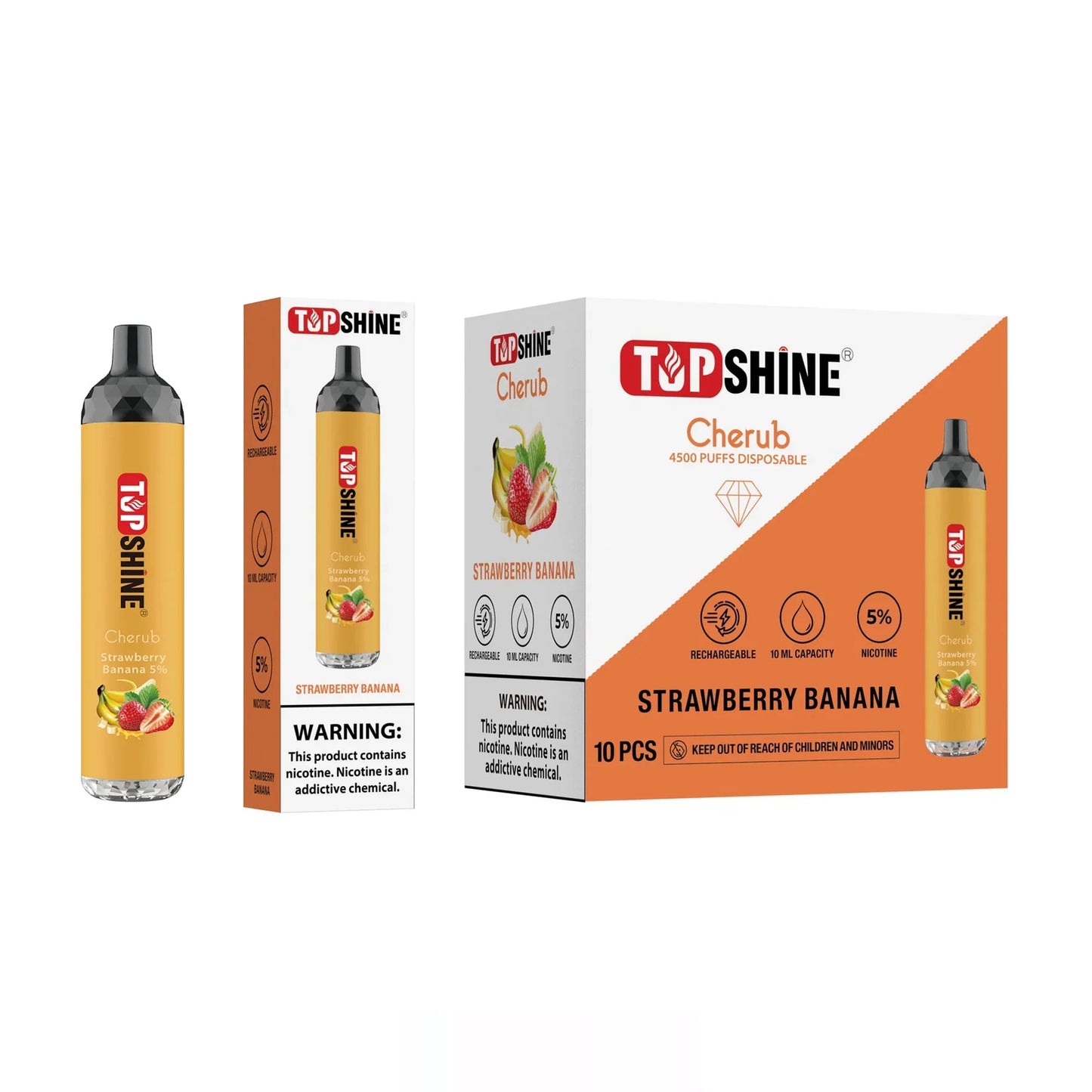 Strawberry Banana Top Shine Cherub Disposable Vape 4500 Puffs Best Sales Price - Disposables