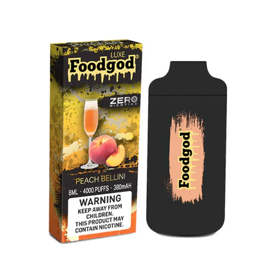 Foodgod Luxe Zero Nicotine Disposable 4000 Puffs 0% Nicotine Free - Peach Bellini Best Sales Price - Disposables