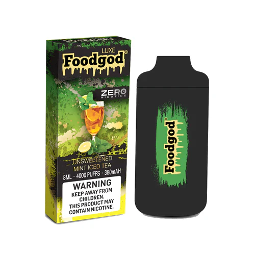 Foodgod Luxe Zero Nicotine Disposable 4000 Puffs 0% Nicotine Free - Unsweetened Mint Iced Tea Best Sales Price - Disposables