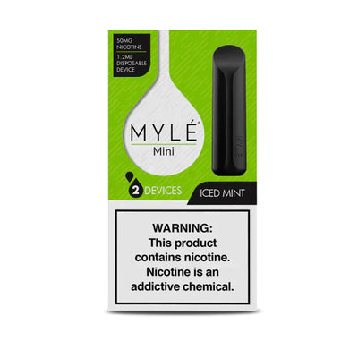 Myle Mini Disposable Pods 320 Puffs - 2 Pack Devices - Iced Mint Best Sales Price - Disposables