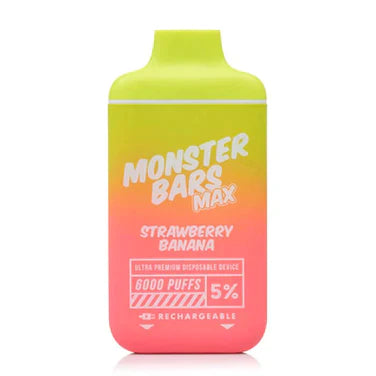 Monster Bars Max Vape 6000 Puffs Disposable Vape Kit 12ml Strawberry Banana Best Sales Price - Disposables