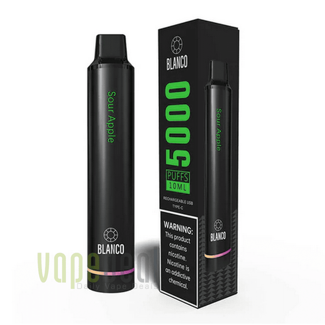 Blanco Rechargeable Disposable 5000 Puffs - Sour Apple Best Sales Price - Disposables