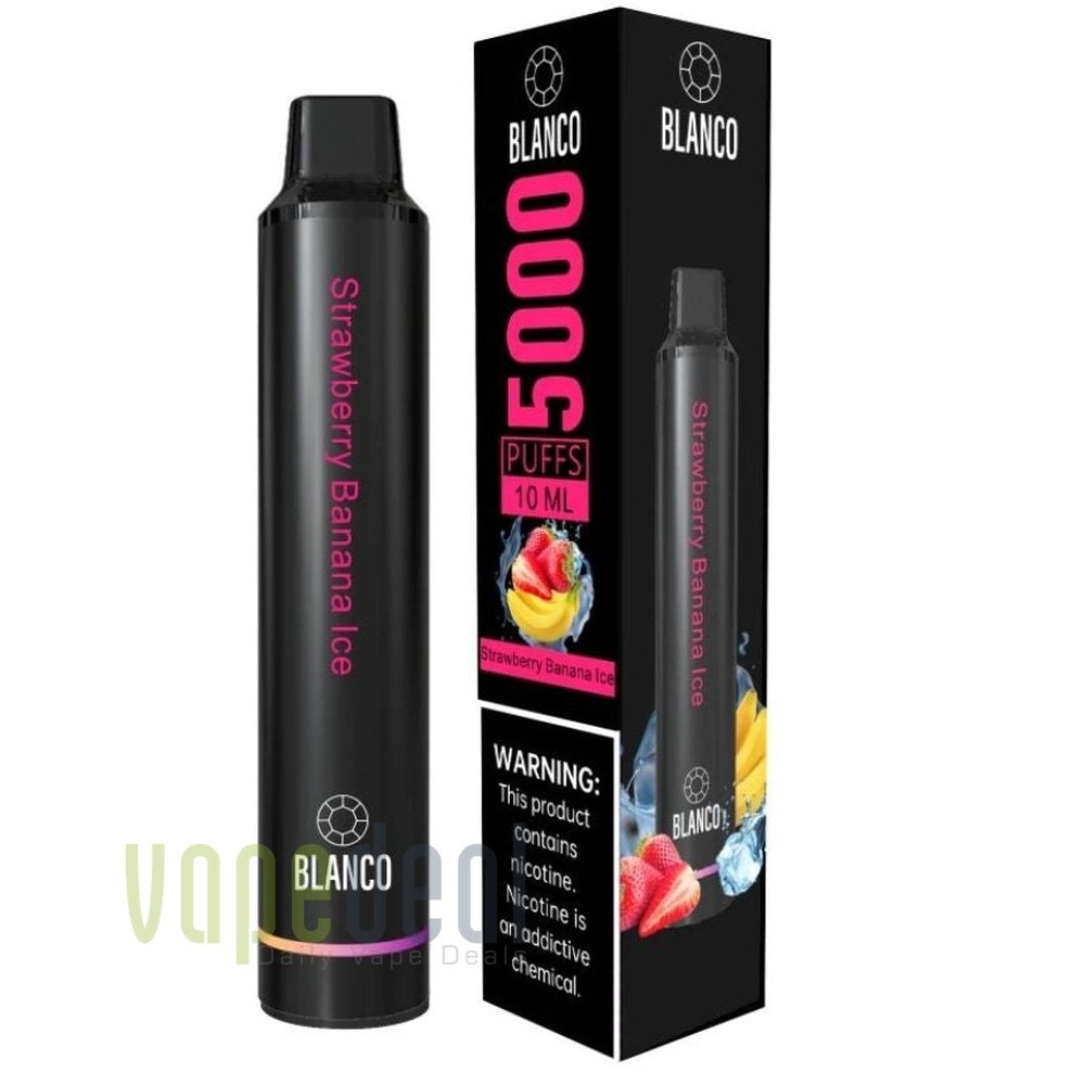 Blanco Rechargeable Disposable 5000 Puffs - Strawberry Banana Ice Best Sales Price - Disposables