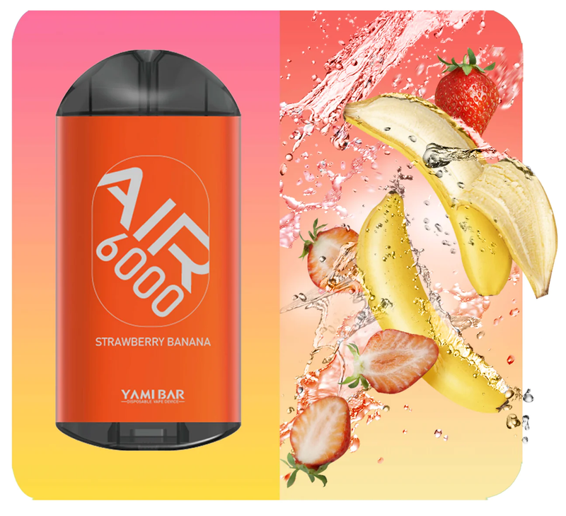 Yami Bar Air 6000 Disposable 6000 Puffs - Strawberry Banana Best Sales Price - Disposables
